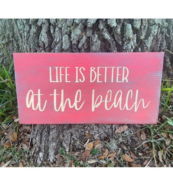 Handmade sign, Life is better at the beach, Wall hanging, Beach decor, Sign - Picture 1 of 5